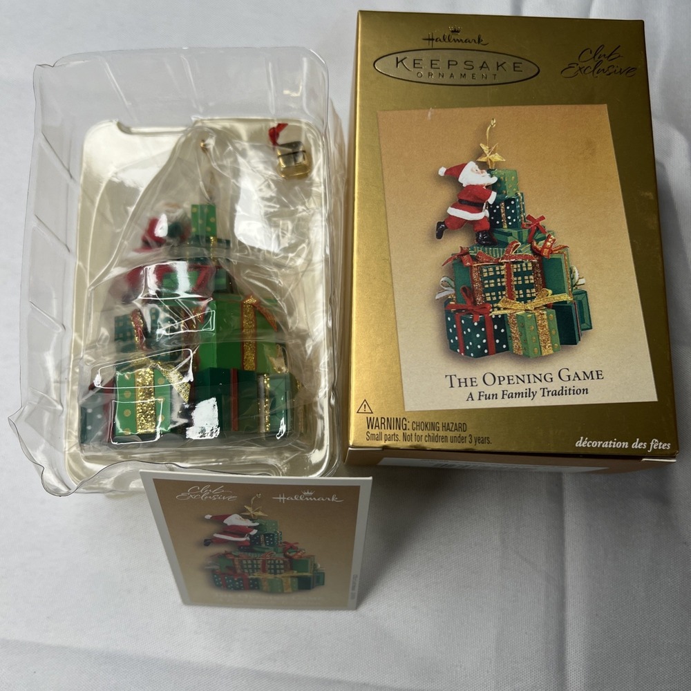 NIB Hallmark Ornament 2005 The Opening Game Club Exclusive Santa Gifts